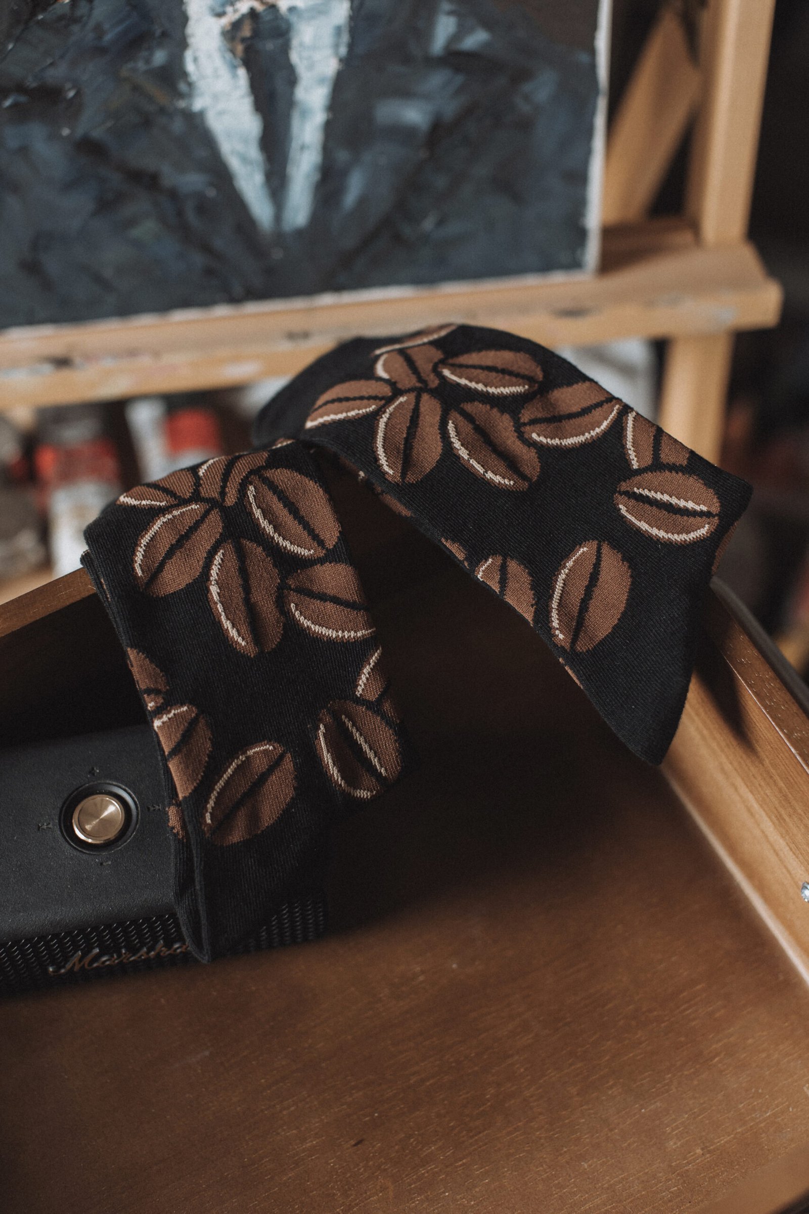 0V7A3107 Coffee Bean Pattern Socks - 图片 4