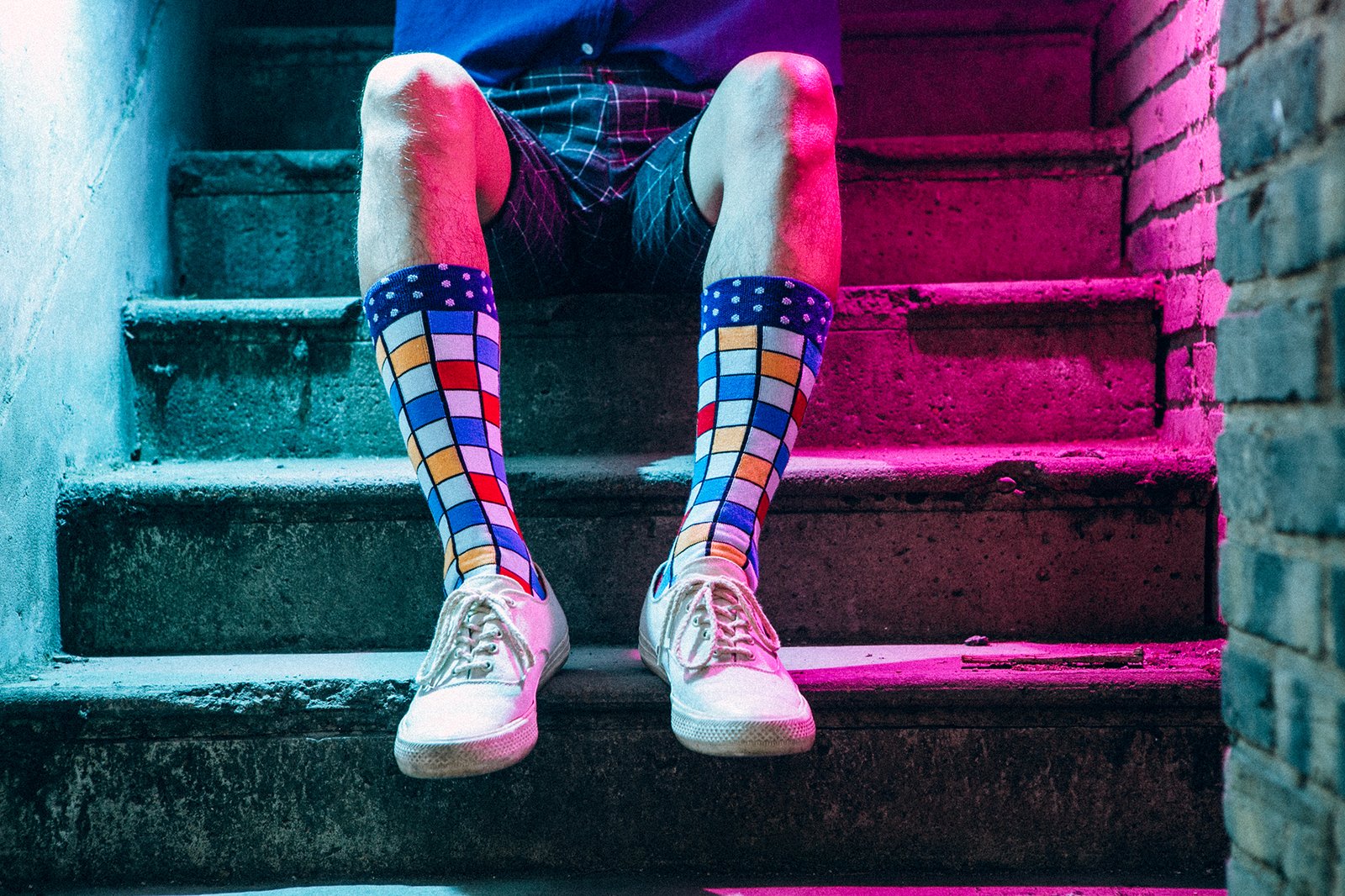 8K5F3414 Colorful Geometric Knee-High Socks - 图片 4