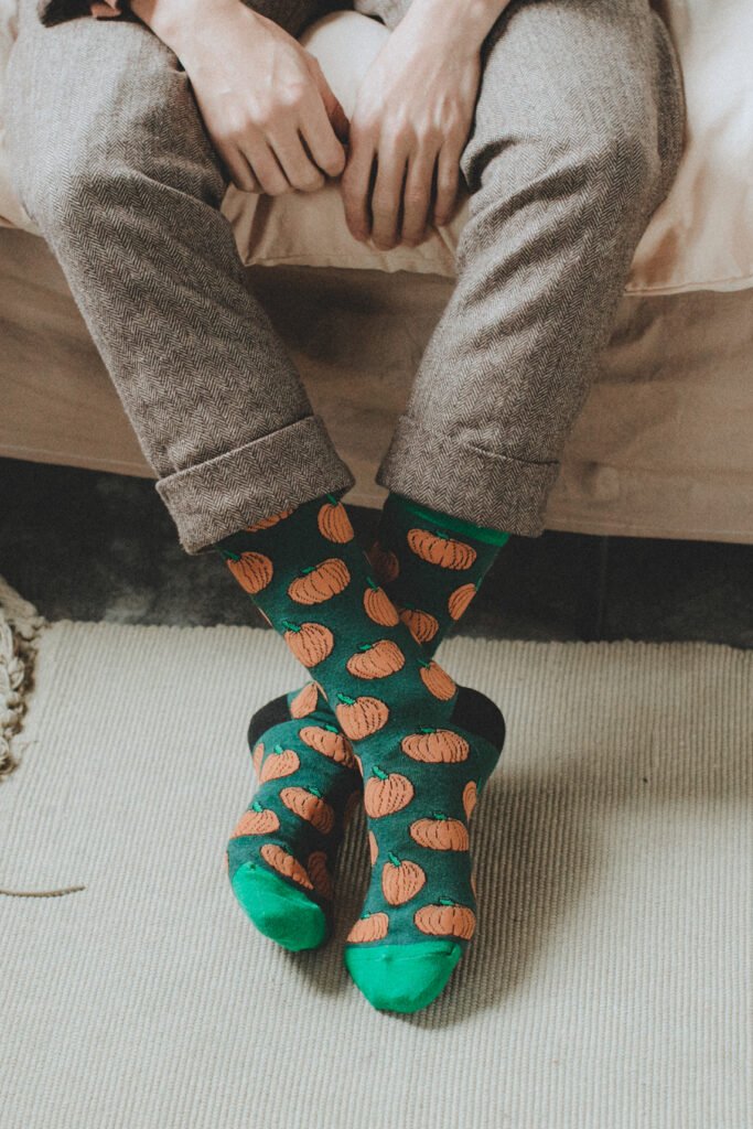 Pumpkin Print Crew Socks